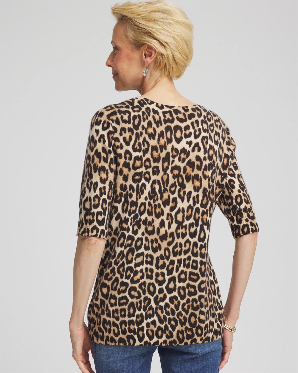Chico's For Sale Camel Cashmere Animal Elbow-Sleeve Pullover