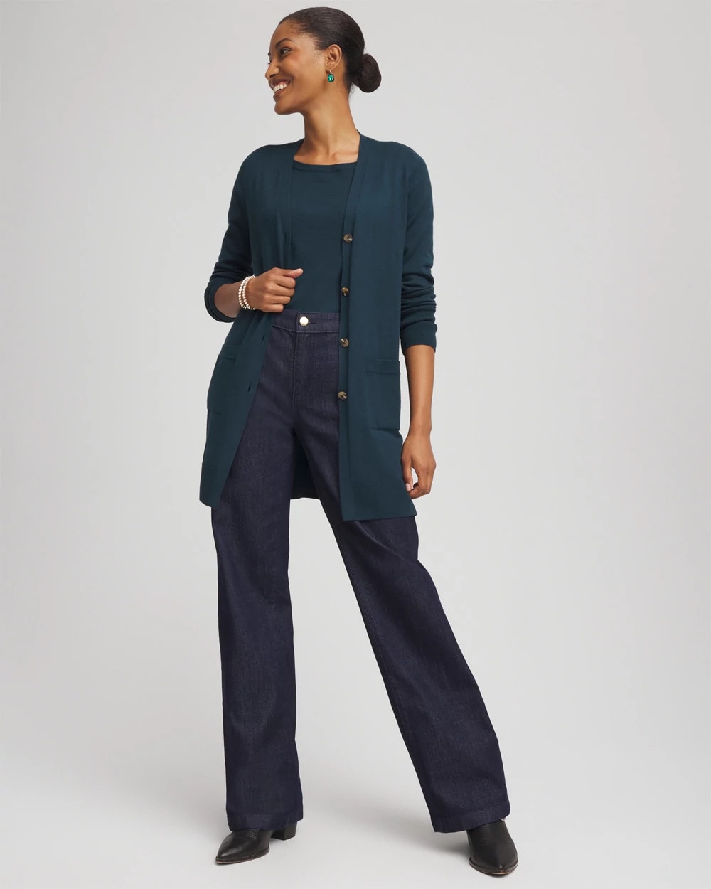 Chico's Online Teal Shadow Ella Boatneck Sweater