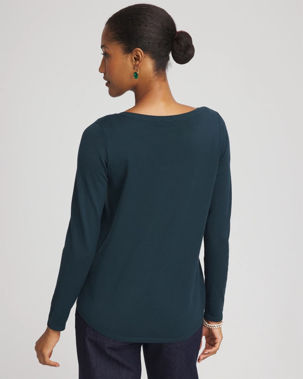 Chico's Online Teal Shadow Ella Boatneck Sweater