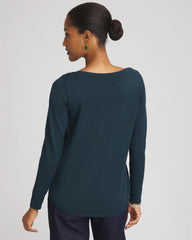 Chico's Online Teal Shadow Ella Boatneck Sweater