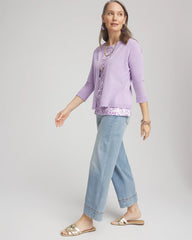 Chico's Discount Gentle Lavender Summer Romance Short Cardigan