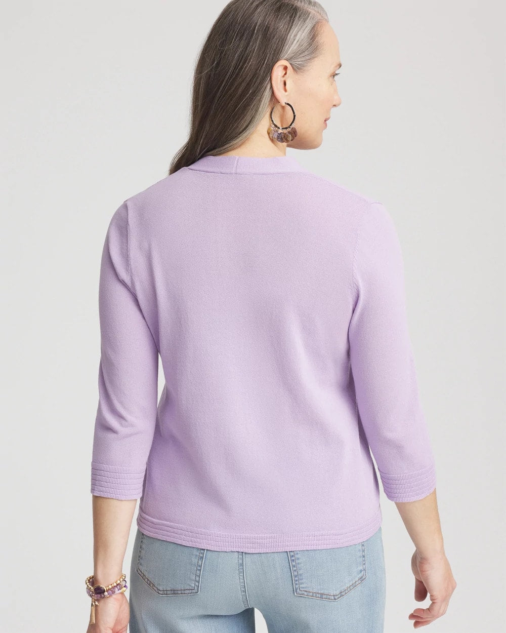 Chico's Discount Gentle Lavender Summer Romance Short Cardigan