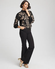 Chico's Sale Black Bryne Jacquard Mockneck Pullover