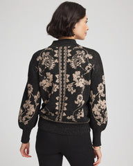Chico's Sale Black Bryne Jacquard Mockneck Pullover