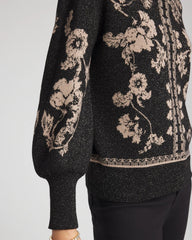 Chico's Sale Black Bryne Jacquard Mockneck Pullover