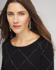 Chico's Outlet Black Sparkling Diamonds Pullover Sweater