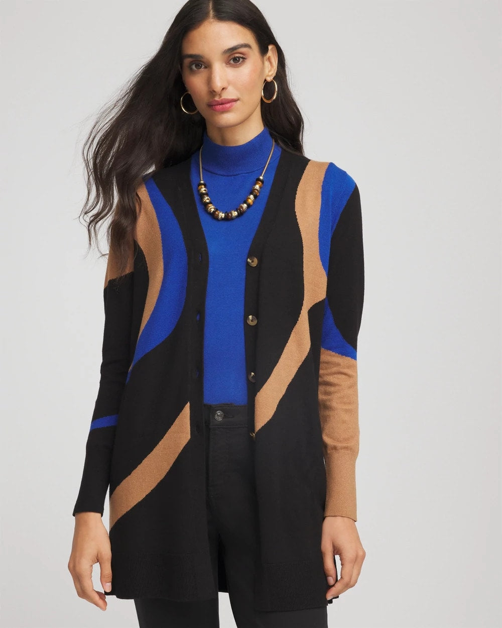Chico's For Sale Black Ella Colorblock Cardigan Sweater