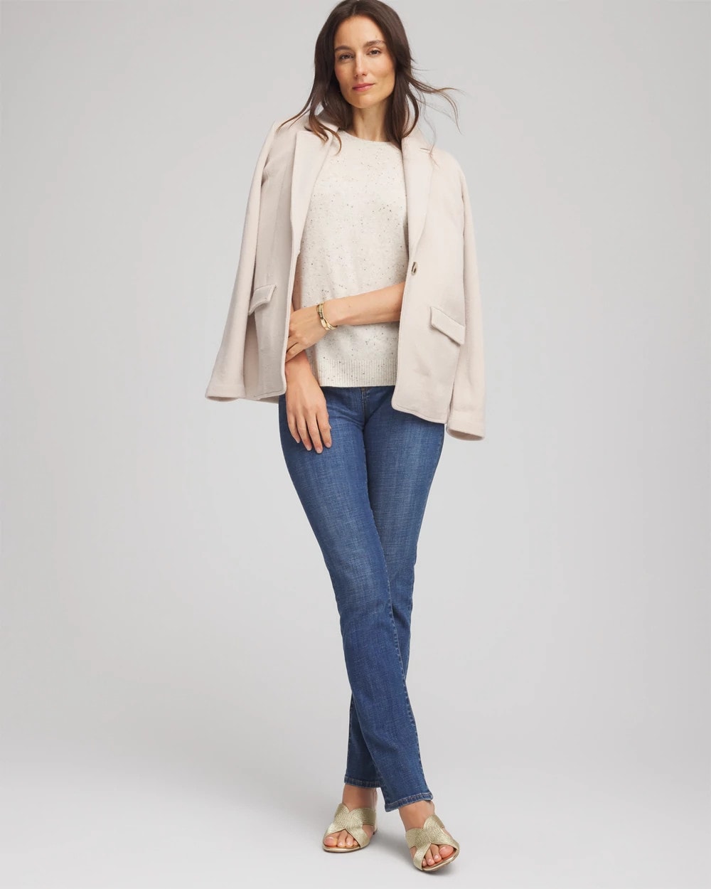 Chico's Online Light Gray Crewneck Cashmere Pullover Sweater