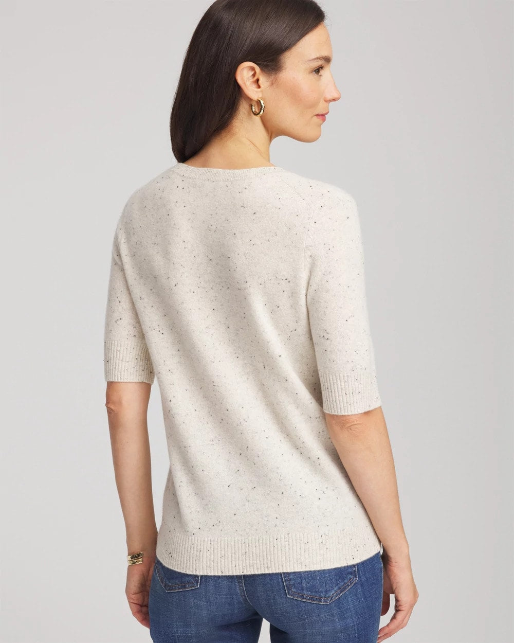 Chico's Online Light Gray Crewneck Cashmere Pullover Sweater