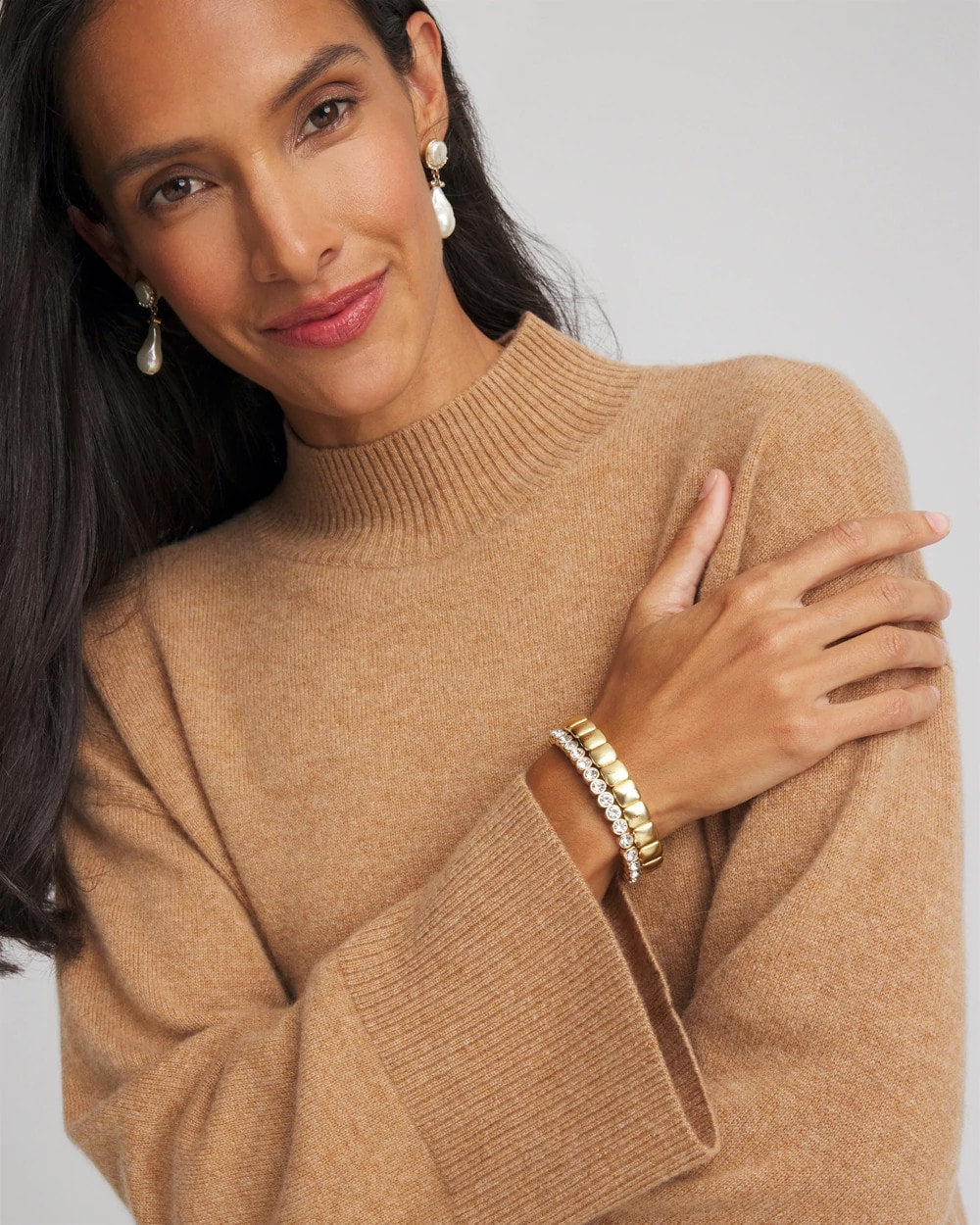 Chico's Discount Camel Cashmere Mockneck Sweater