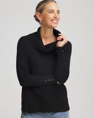 Chico's Outlet Black Cowlneck Long-Sleeved Sweater