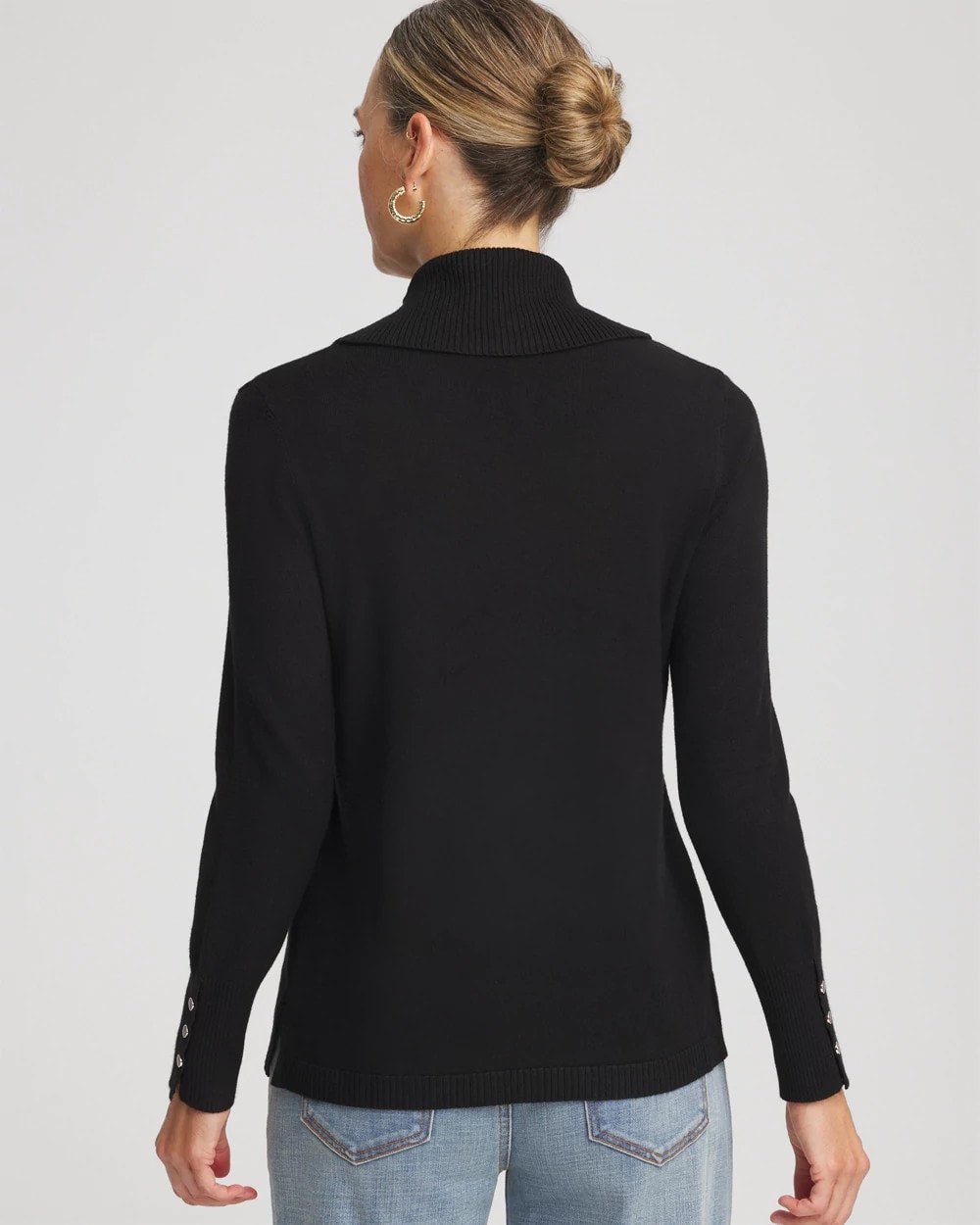 Chico's Outlet Black Cowlneck Long-Sleeved Sweater