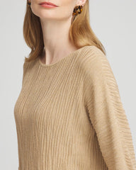 Chico's Outlet New Camel Heather Textured Zebra Print Dolman Sleeve Sweater
