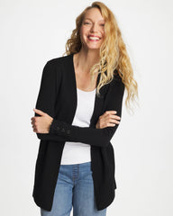Chico's For Sale Black Ella Ottoman-Trim Cardigan