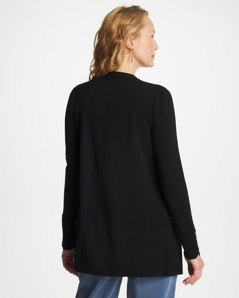 Chico's For Sale Black Ella Ottoman-Trim Cardigan