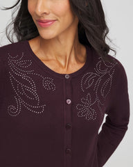Chico's Sale Night Bloom Embellished Crewneck Cardigan