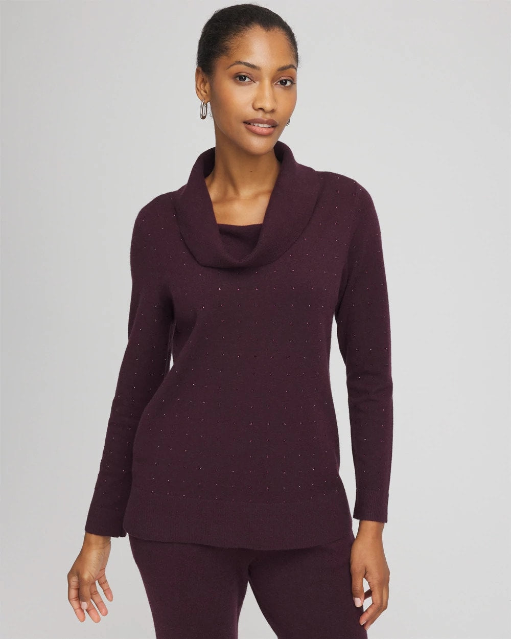 Chico's Discount Night Bloom Zenergy® Luxe Diamante Cowlneck Tunic