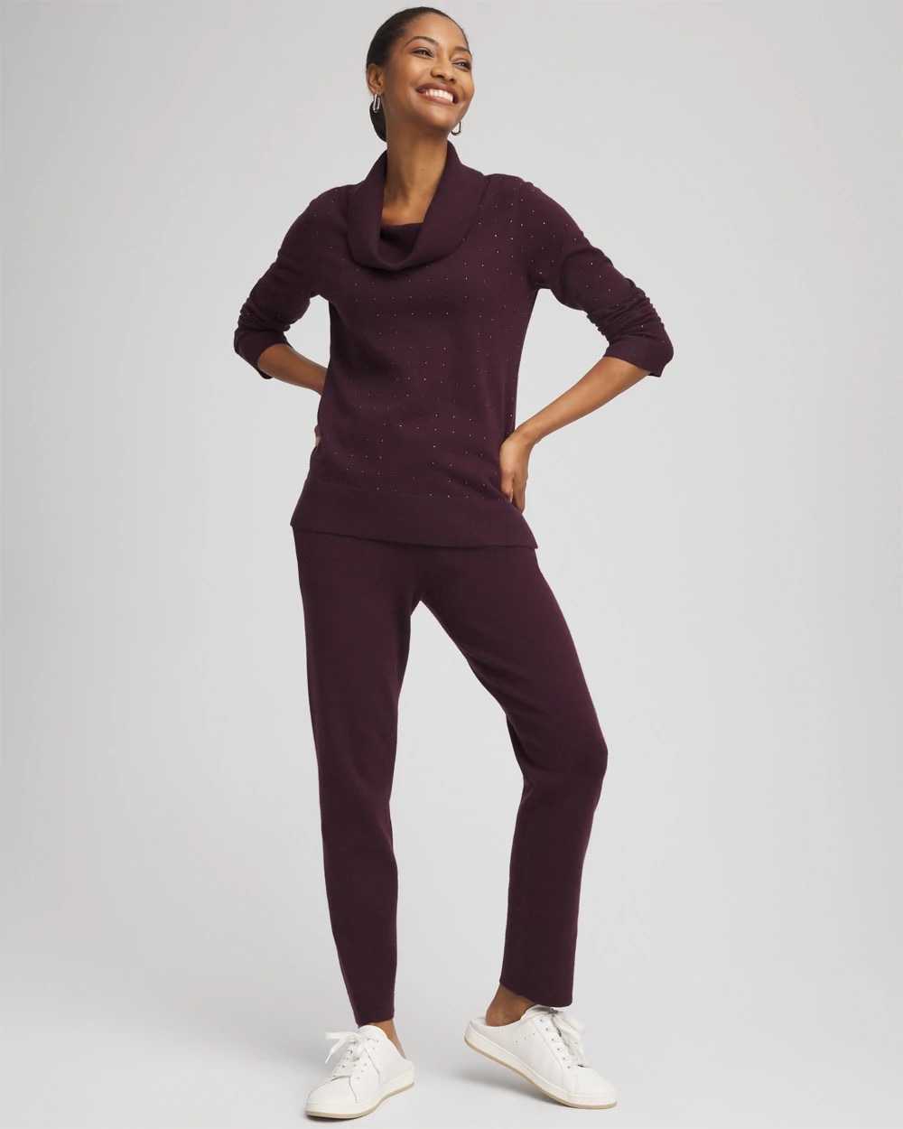 Chico's Discount Night Bloom Zenergy® Luxe Diamante Cowlneck Tunic