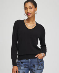Chico's Sale Black Relaxed V-Neck Cashmere Sweater