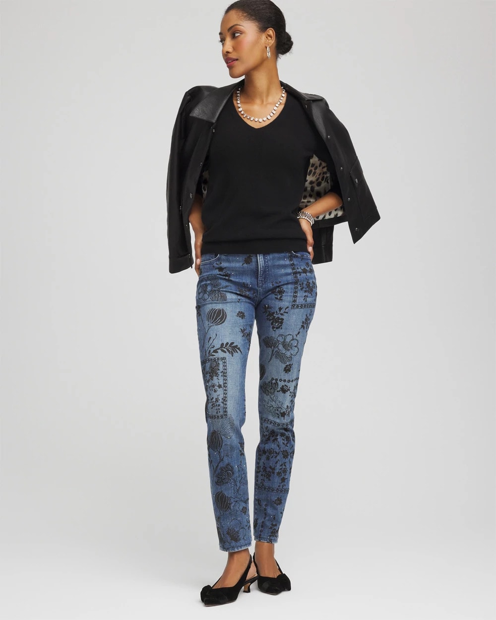 Chico's Sale Black Relaxed V-Neck Cashmere Sweater