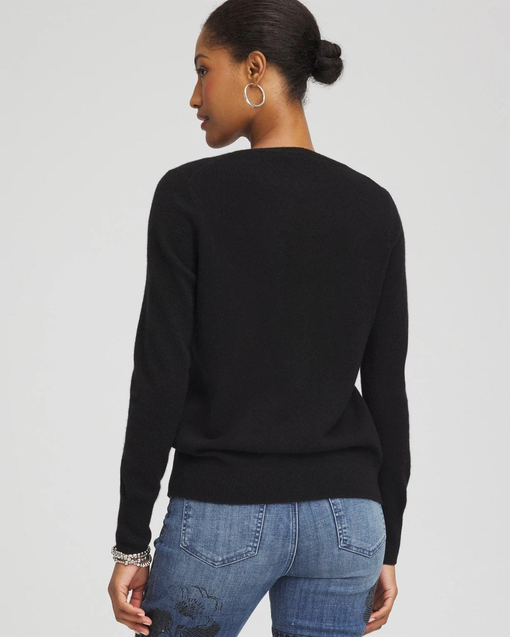 Chico's Sale Black Relaxed V-Neck Cashmere Sweater
