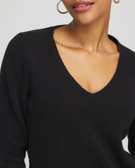 Chico's Sale Black Relaxed V-Neck Cashmere Sweater