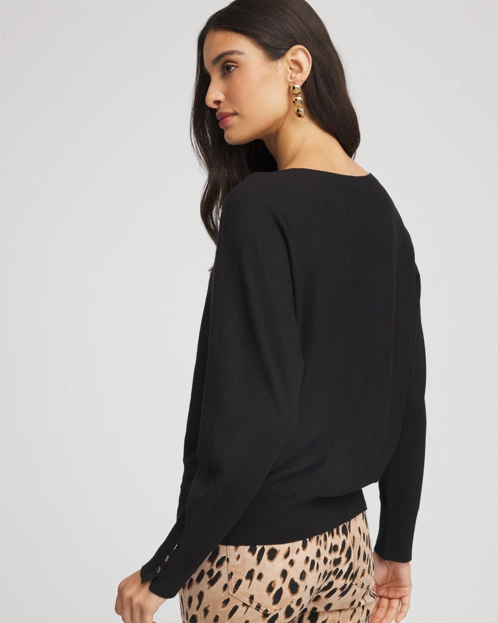 Chico's Sale Black Ella Boatneck Pullover Sweater