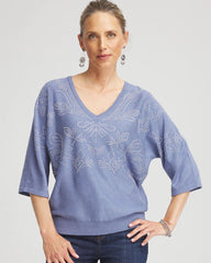Chico's Outlet Blue Lotus Dolman V-Neck Sweater