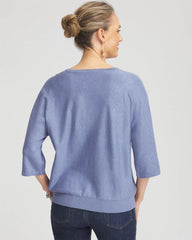 Chico's Outlet Blue Lotus Dolman V-Neck Sweater