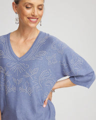 Chico's Outlet Blue Lotus Dolman V-Neck Sweater