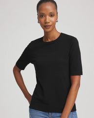 Chico's On Sale Black Ella Classic-Fit Sweater Tee