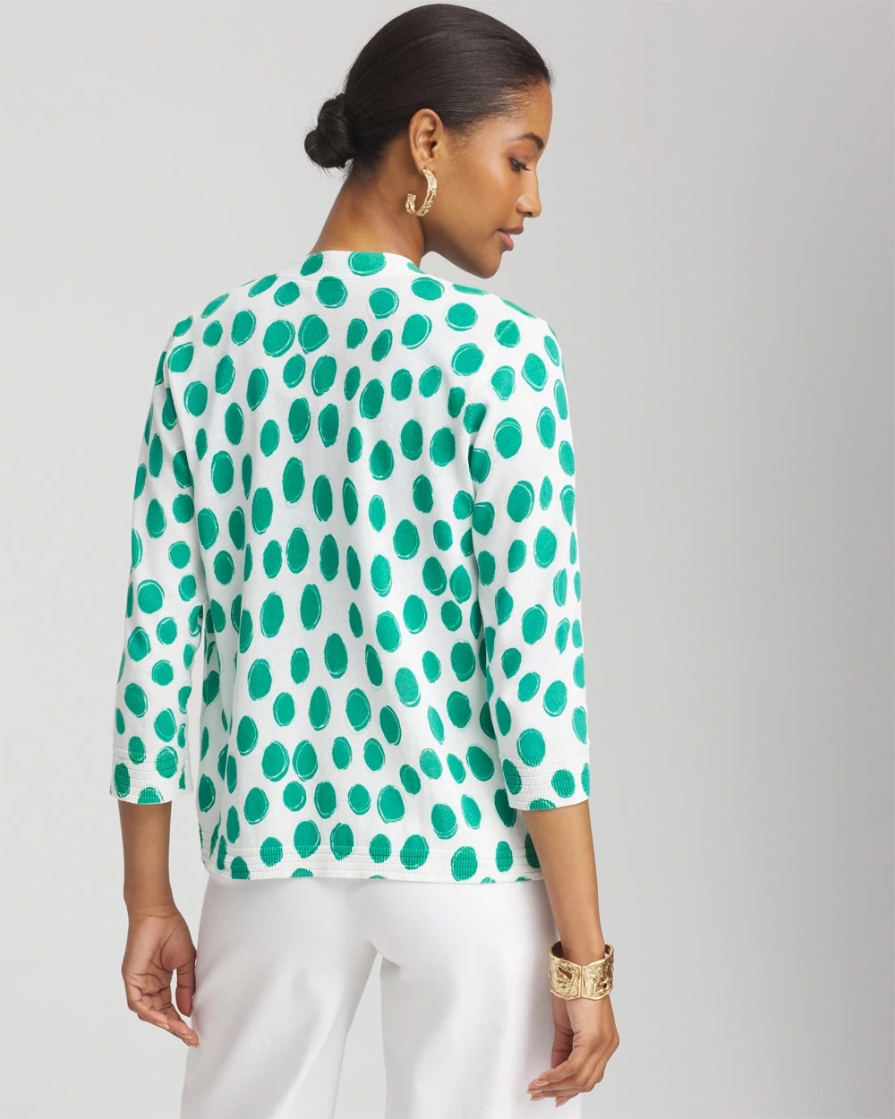 Chico's Online Alabaster Polka-Dot Summer Romance Short Cardigan