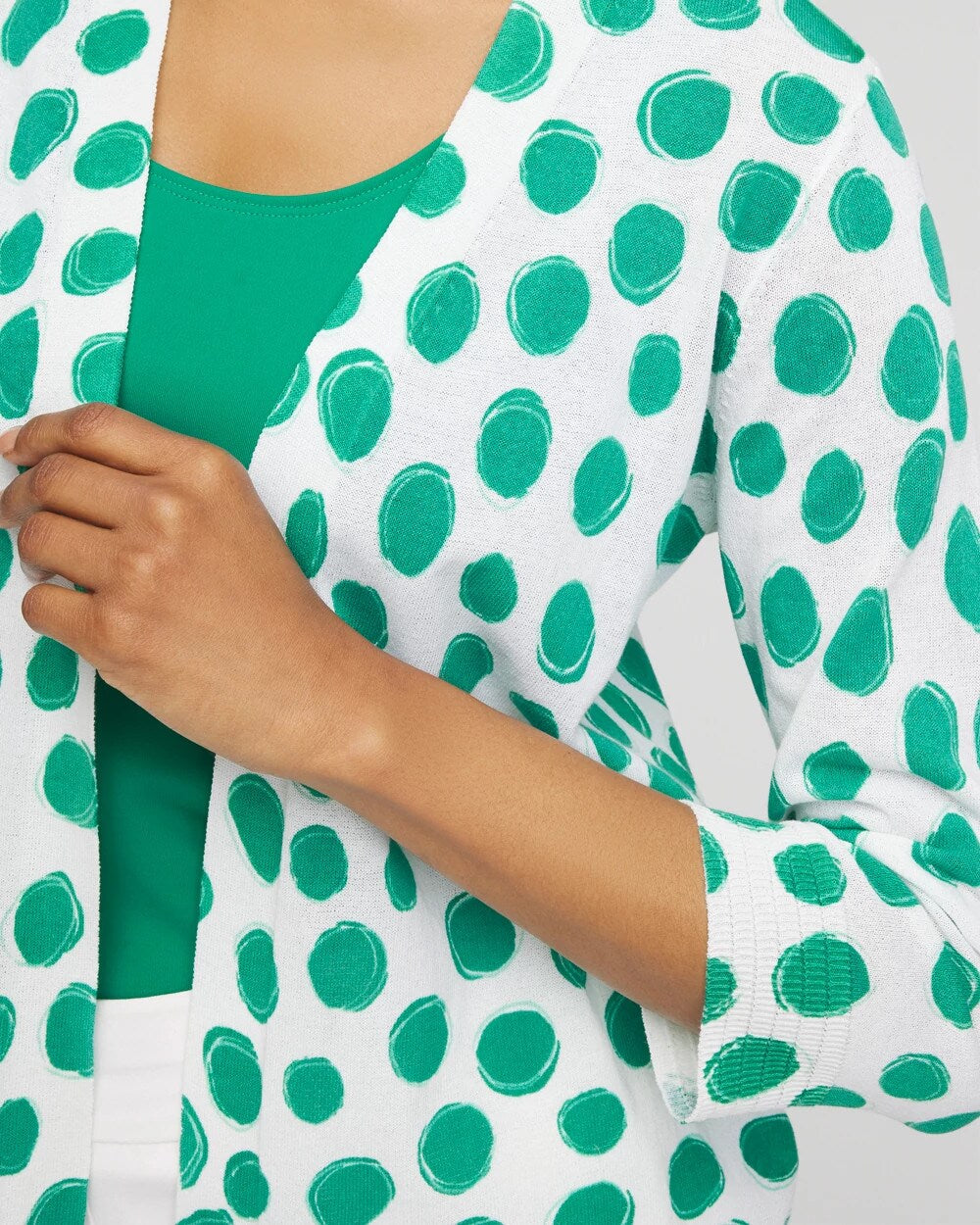 Chico's Online Alabaster Polka-Dot Summer Romance Short Cardigan