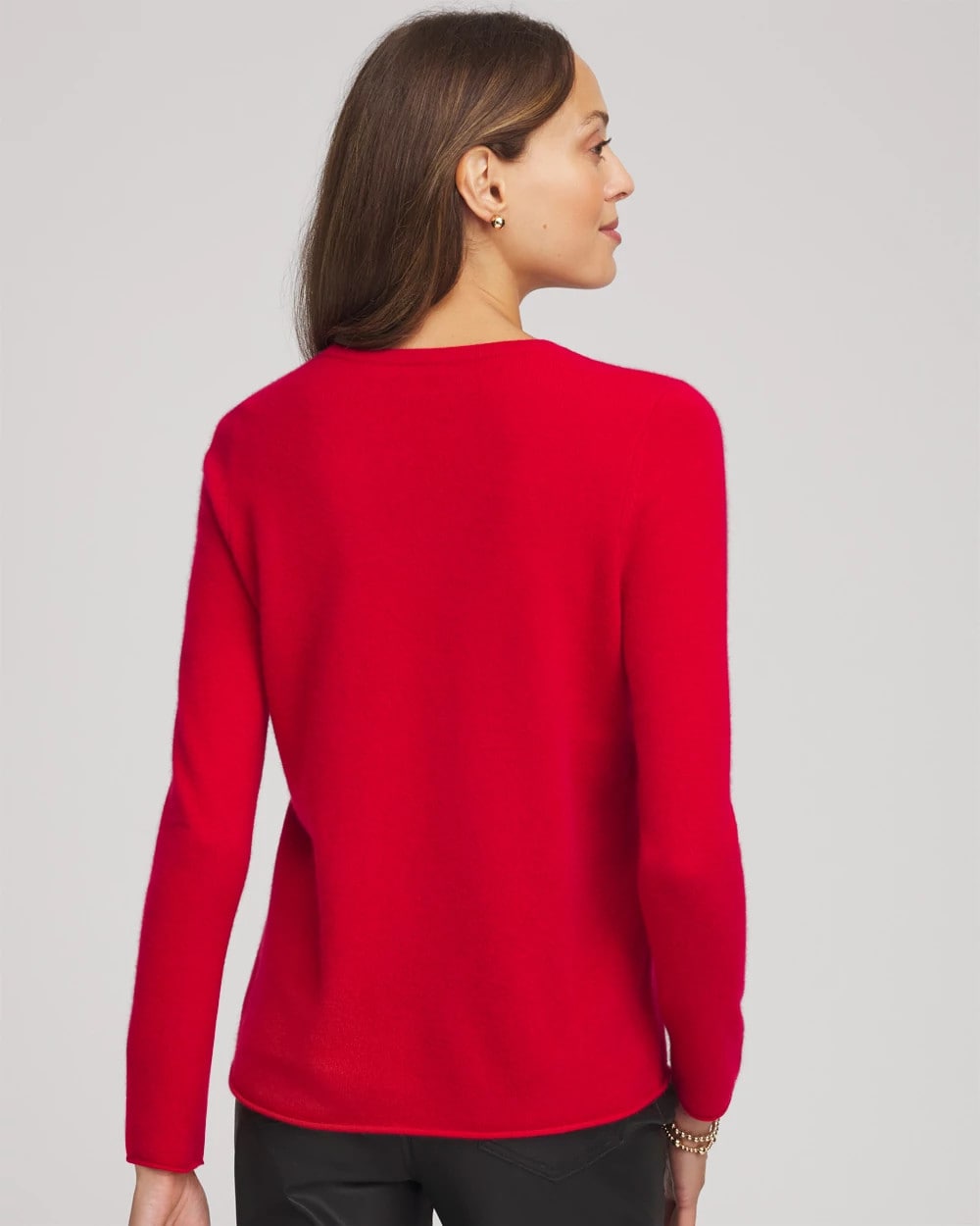 Chico's Discount Red Crewneck Cashmere Pullover Sweater