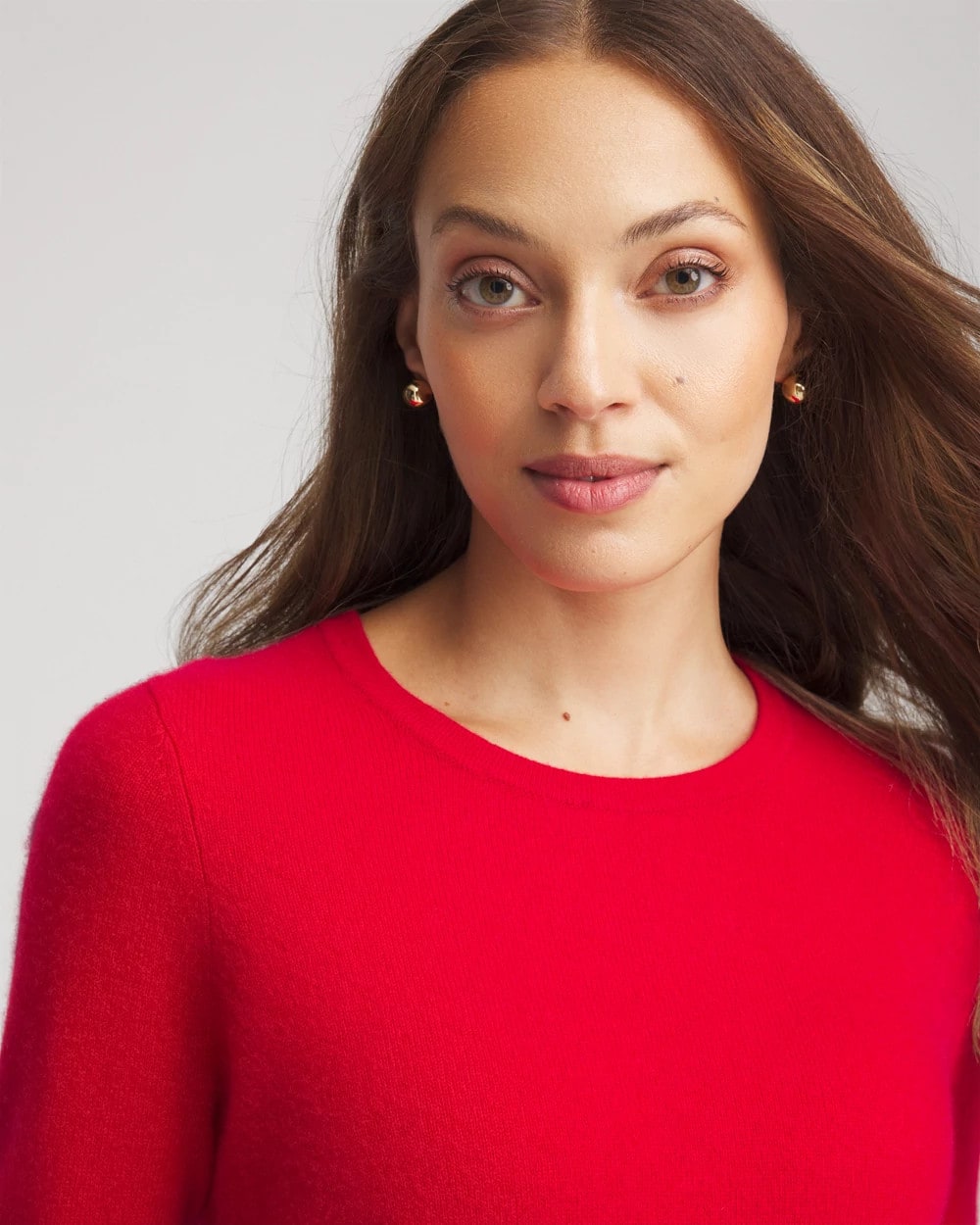 Chico's Discount Red Crewneck Cashmere Pullover Sweater