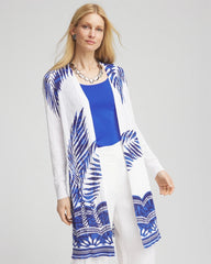 Chico's Outlet Alabaster Island Motif Pointelle Long Cardigan