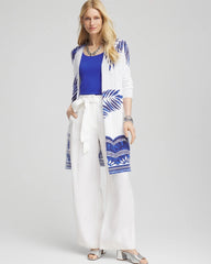 Chico's Outlet Alabaster Island Motif Pointelle Long Cardigan
