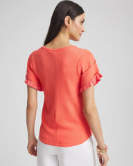 Chico's On Sale Melon Mambo Cutout Short-Sleeved Pullover Sweater