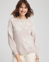 Chico's For Sale Helium Embroidered Boatneck Sweater