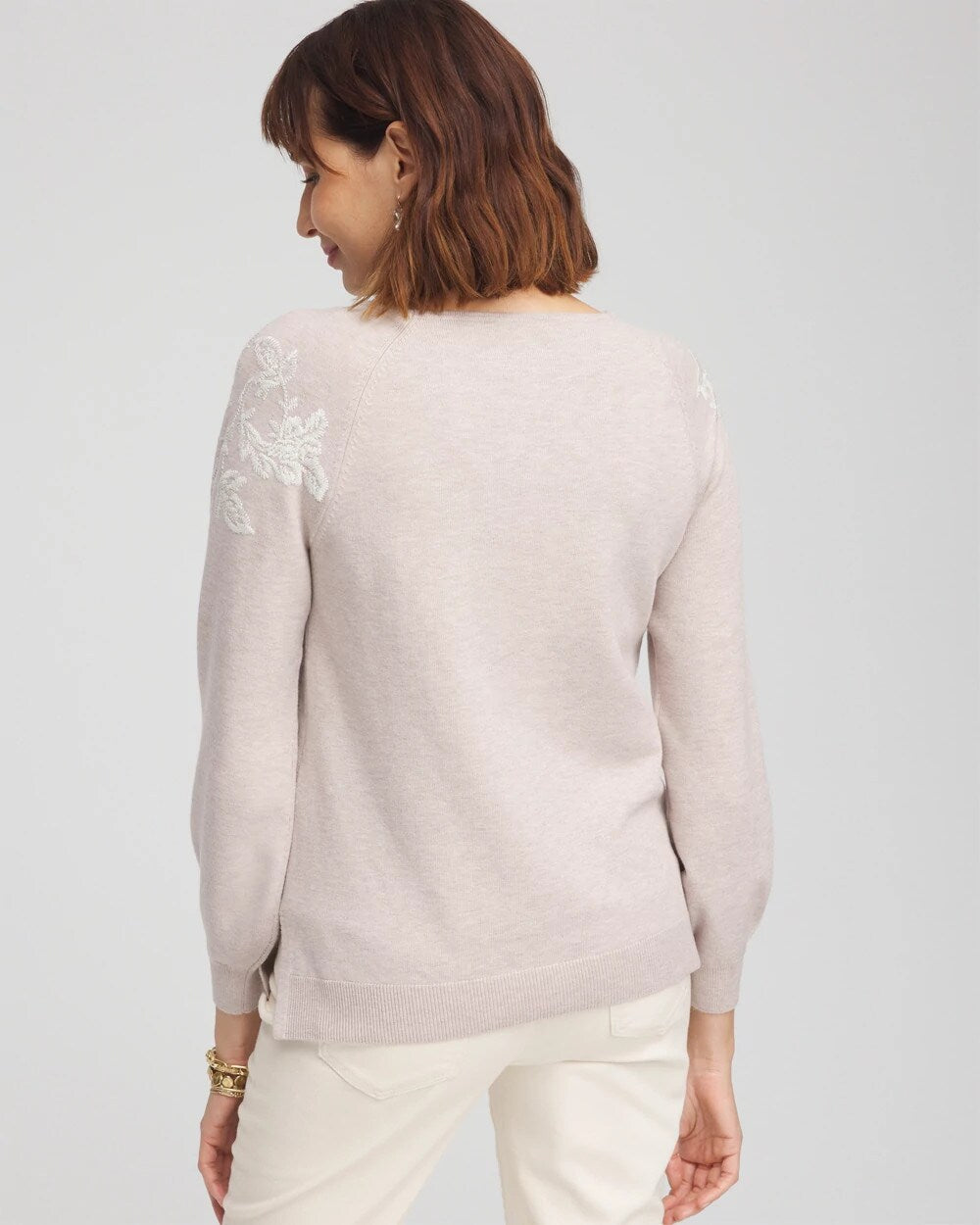 Chico's For Sale Helium Embroidered Boatneck Sweater