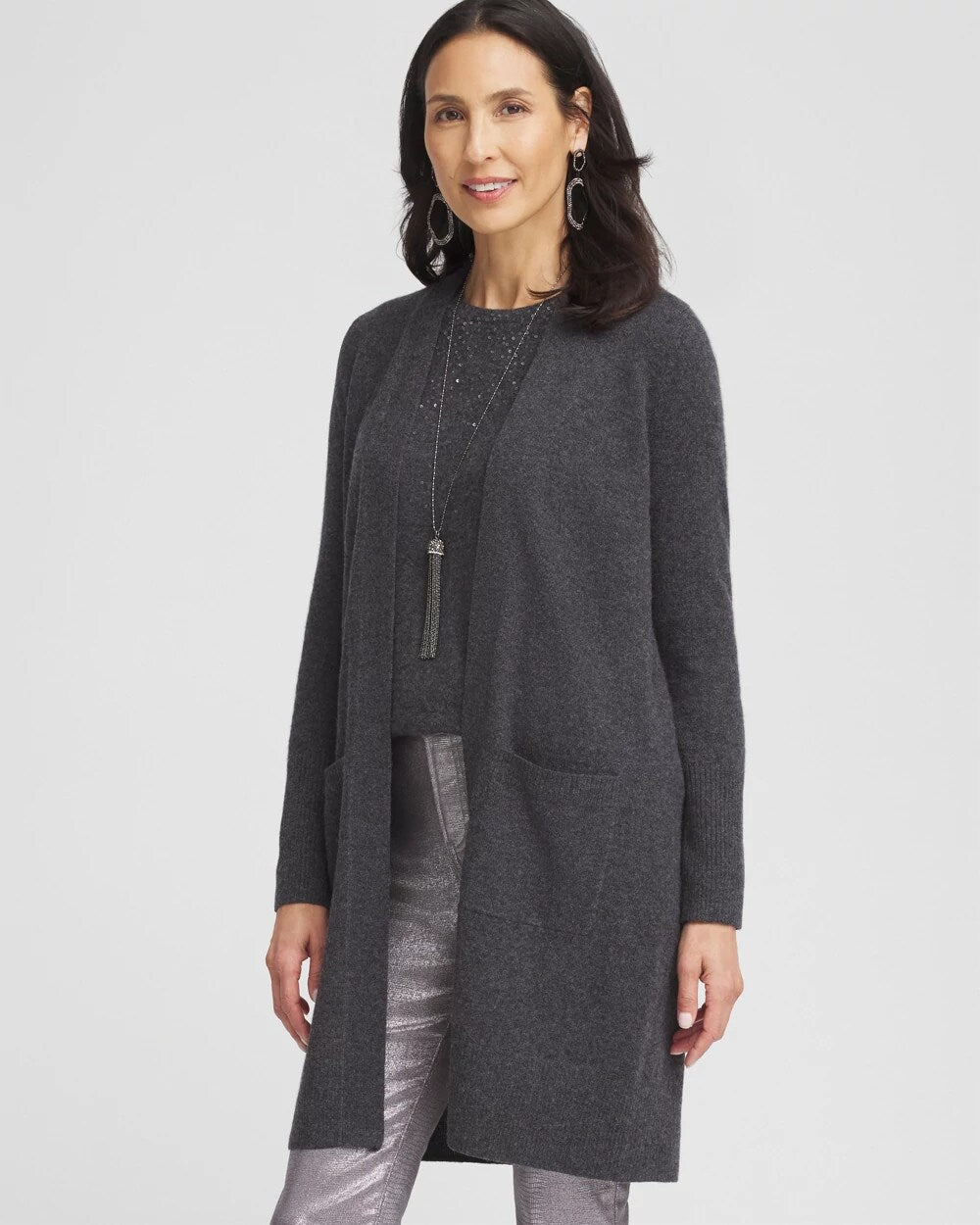 Chico's Online Dark Gray Cashmere Duster Cardigan