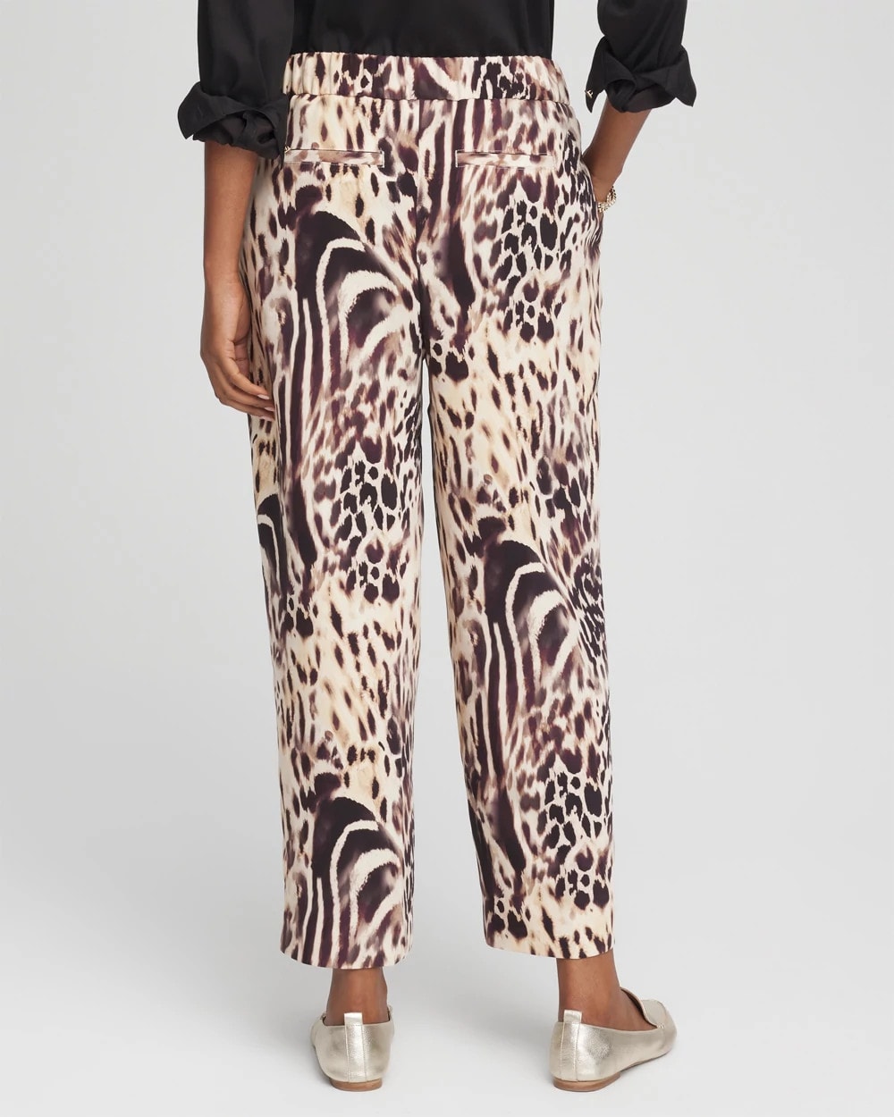 Chico's On Sale Caramel Apple Bengal Marks Crepe Pull-On Ankle Pants
