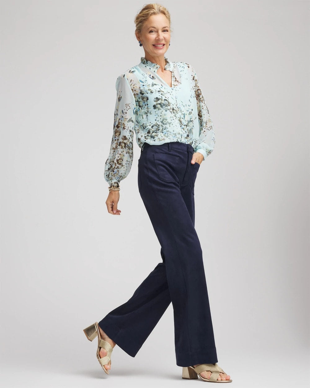Chico's For Sale Passport Blue Faux Suede Bootcut Ankle Pants