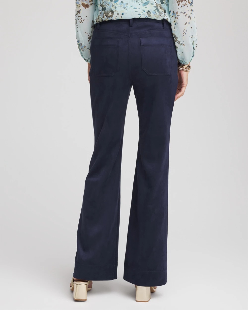 Chico's For Sale Passport Blue Faux Suede Bootcut Ankle Pants