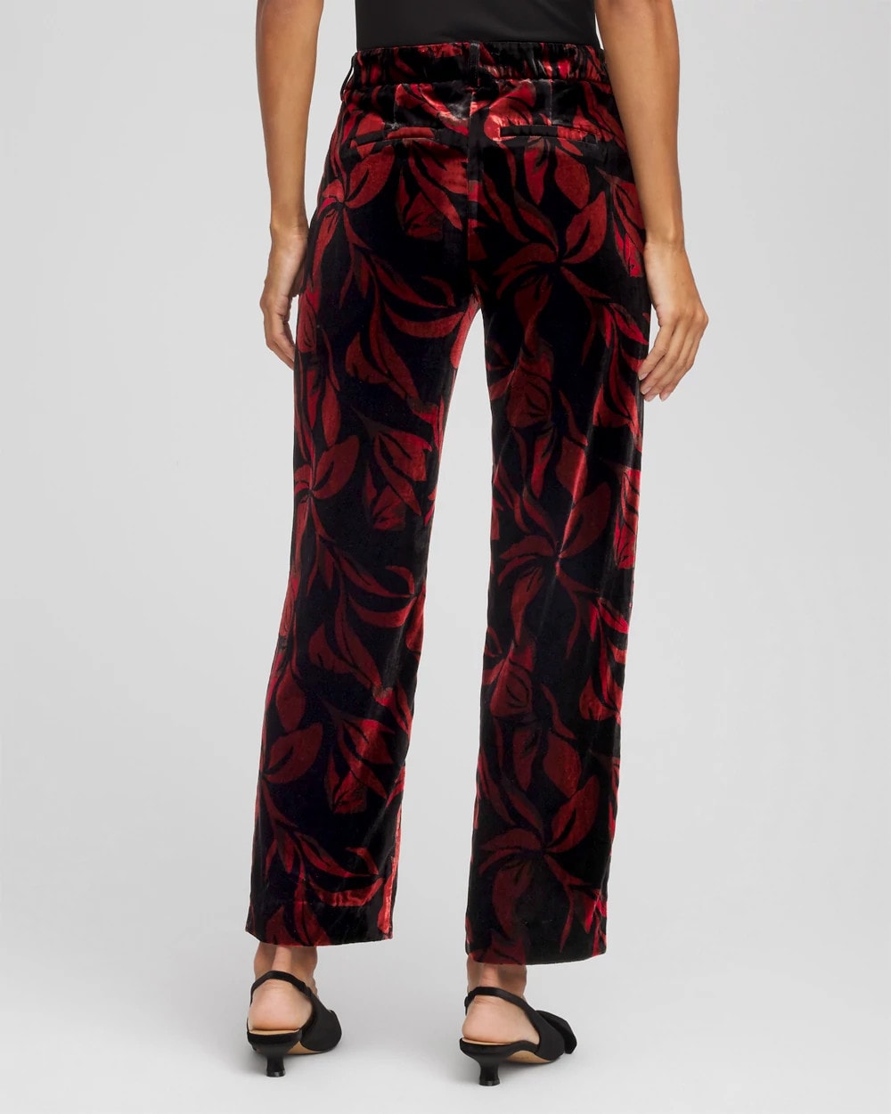 Chico's Sale Black Velvet Rose Slim Ankle Pants
