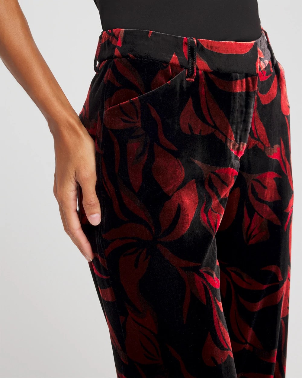 Chico's Sale Black Velvet Rose Slim Ankle Pants