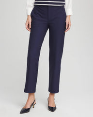 Chico's Outlet Passport Blue Cotton Straight Ankle Trousers