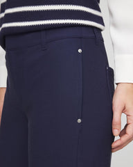 Chico's Outlet Passport Blue Cotton Straight Ankle Trousers