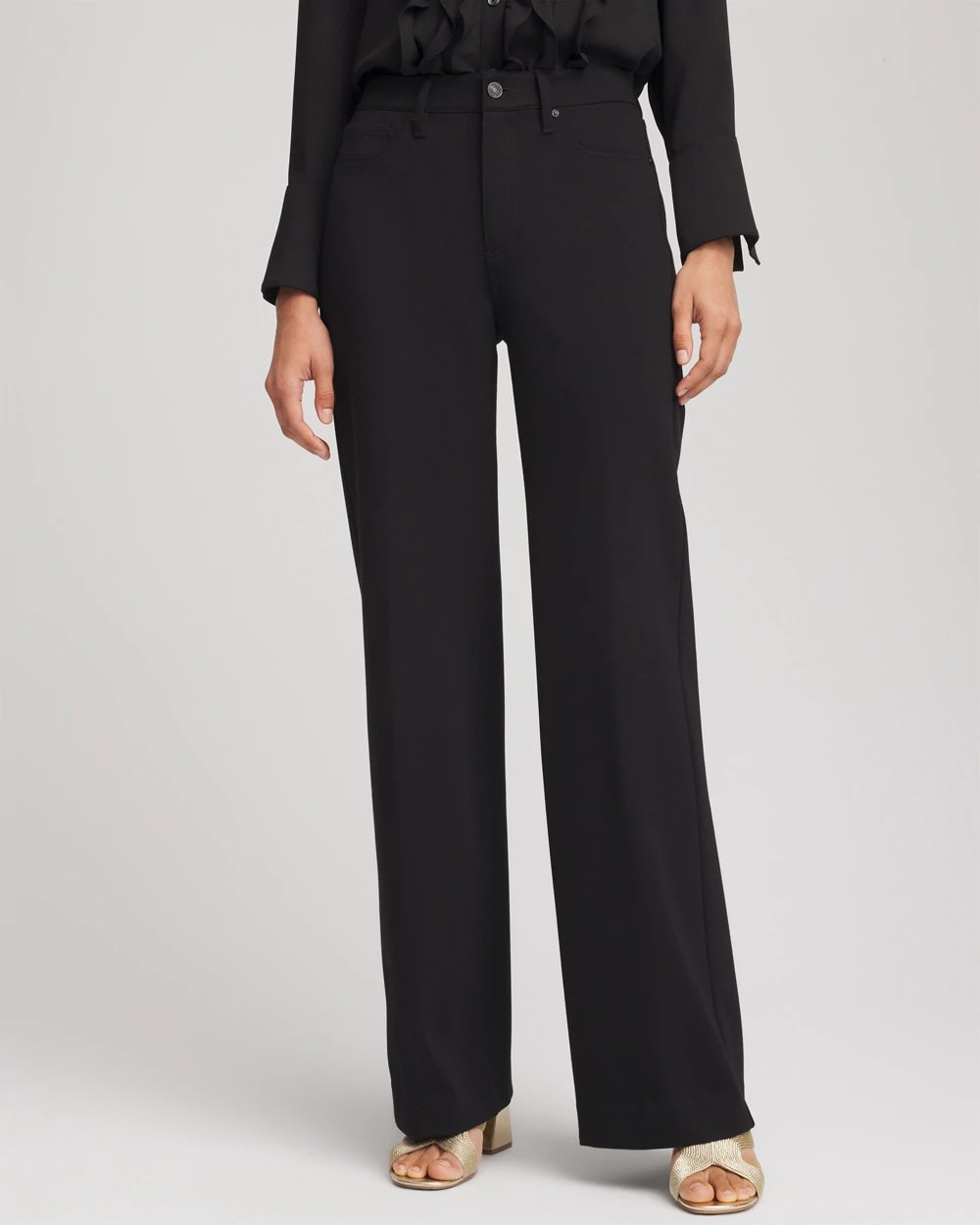 Chico's On Sale Black Five-Pocket Wide-Leg Ponte Pants