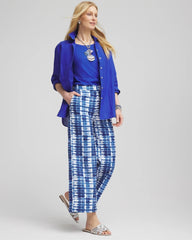 Chico's For Sale Blue Tie-Dye Linen Cropped Pants